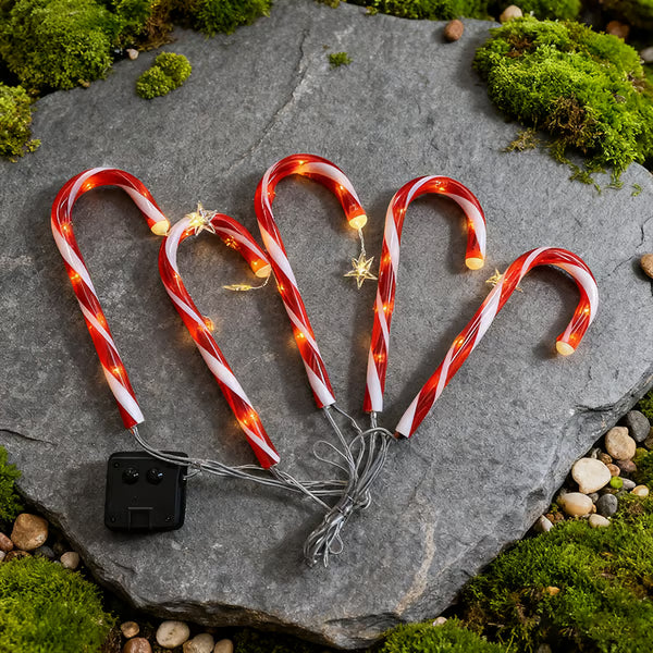 Outdoor Solar Candy Cane Stake Lights - Black Friday offer