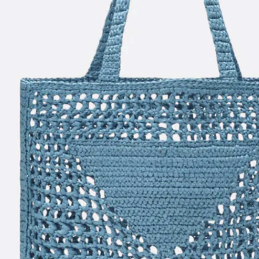 Bag Prd Shopper in Raffia w/ Wvn Lg – Blue