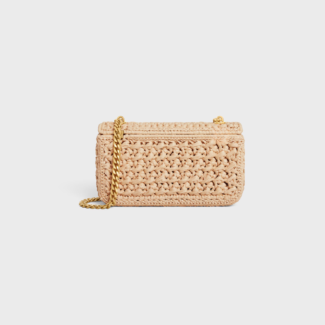 Bag Cl. Shoulder with Chain in Raffia Woven Effect